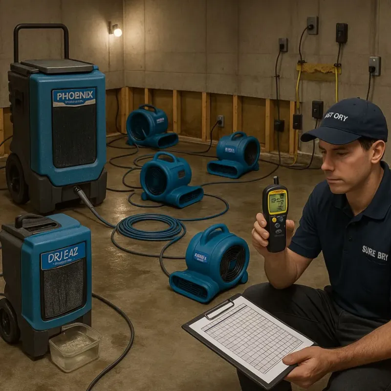 Structural Drying and Dehumidification process in West Marion, NC